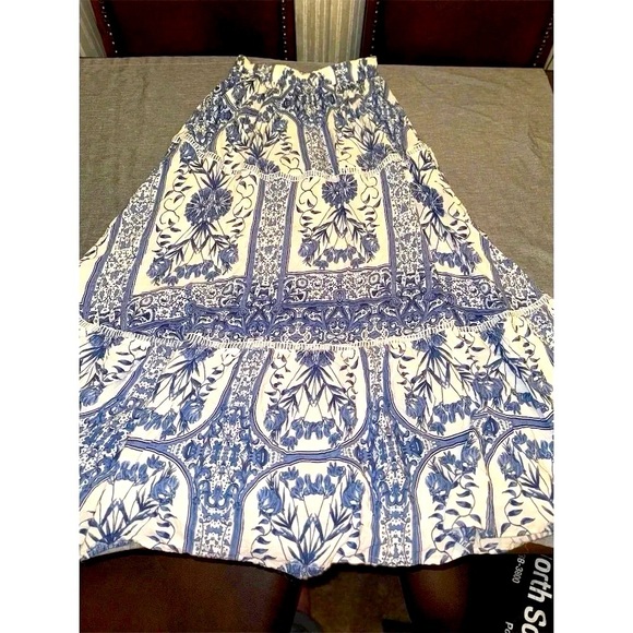 Jaase Women's XS Blue Floral Maxi Skirt Flowy Drawstring Festival - Picture 8 of 9